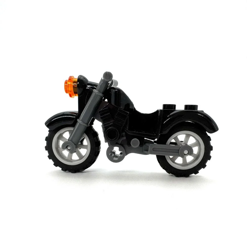 Lego Black Motorcycle Minifigure Scale Grey Chassis Vintage Town City Vehicle